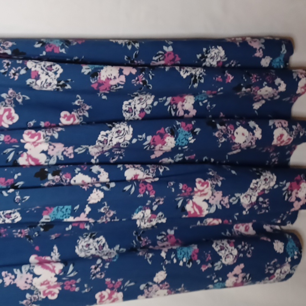 KORET Women's Blue Button Front Round Neck Sleeveless Midi Floral Dress. Size L - Picture 10 of 14